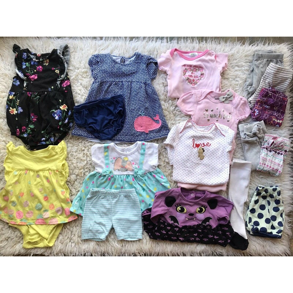 Baby Sz 3-6m Clothing Bundle Of 18 Pcs Shirts Pants Outfits One Piece